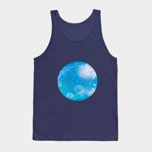 BLUE HEART LEADLIGHT MANDALA, MANDALA BLUE CIRCLES, GEOMETRY MANDALA Tank Top